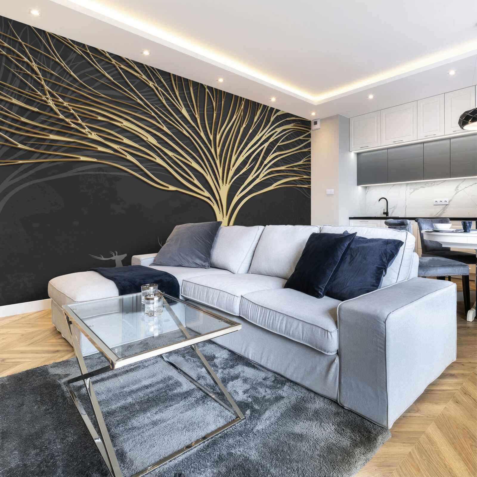 Fotobehang abstracte boom van goud