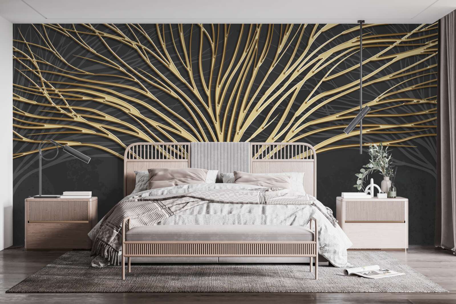 Fotobehang abstracte boom van goud