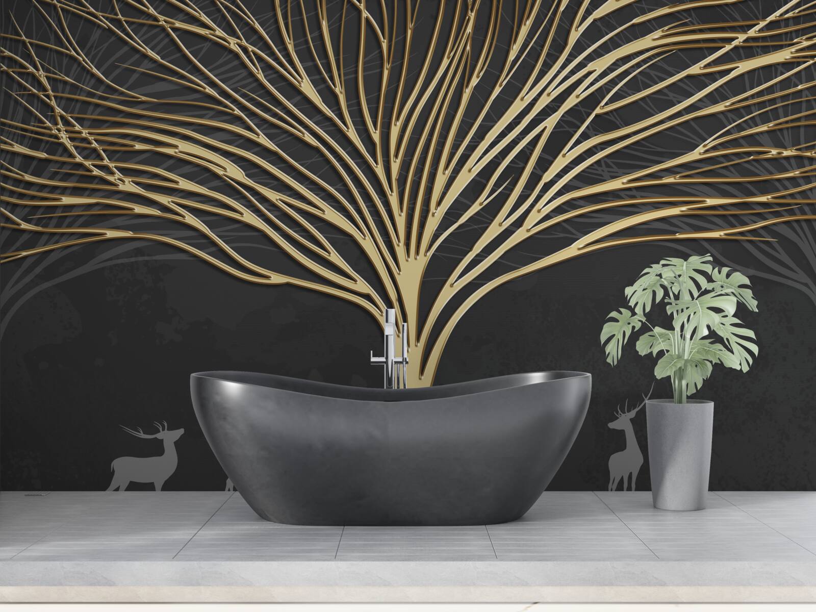 Fotobehang abstracte boom van goud