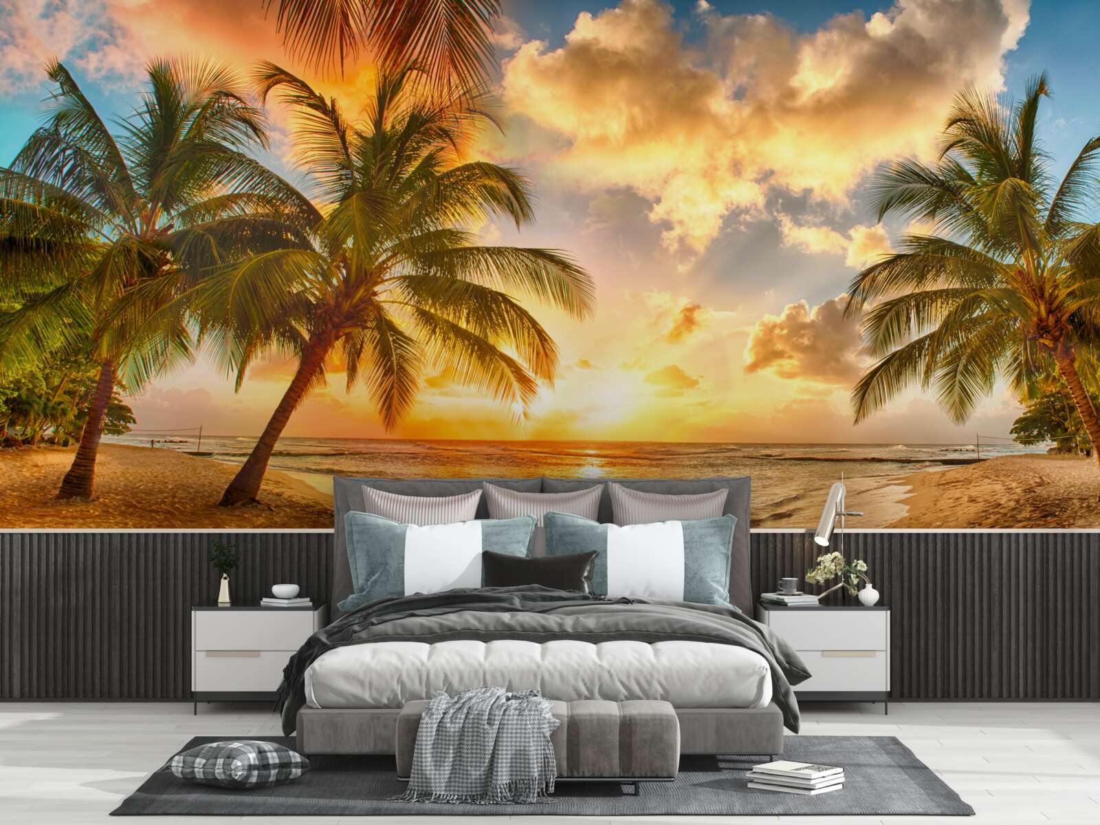 Fotobehang de zon gaat onder boven de oceaan