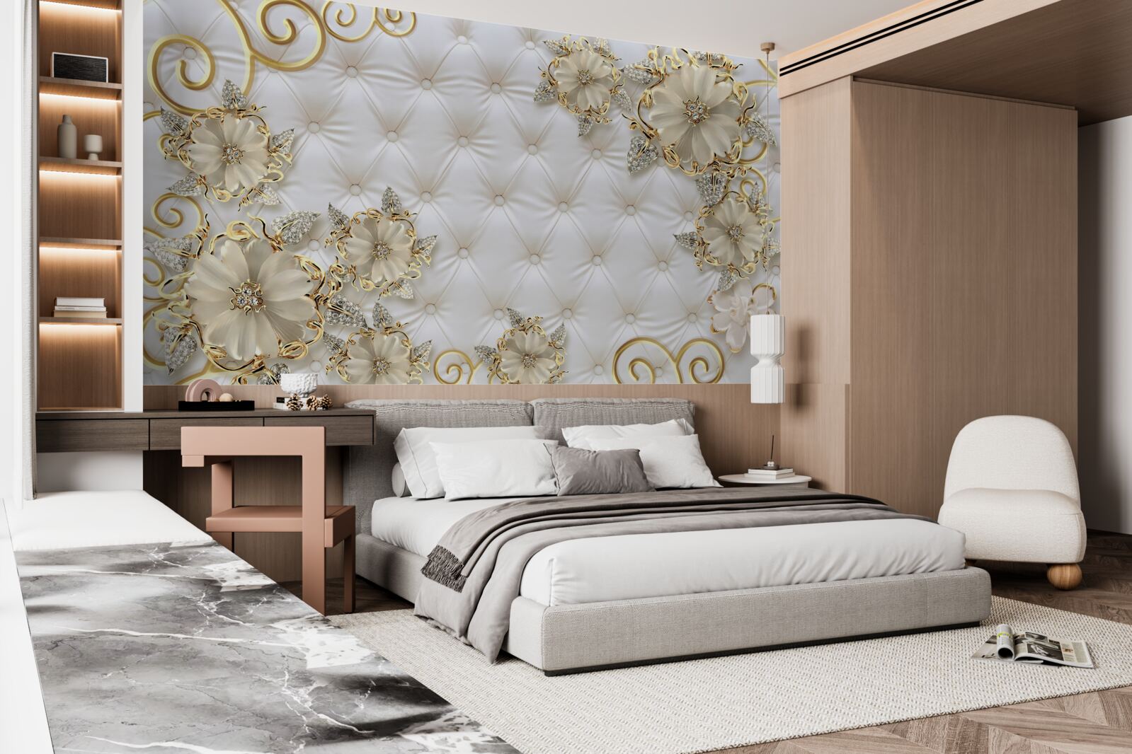 Fotobehang prachtige gouden bloemen