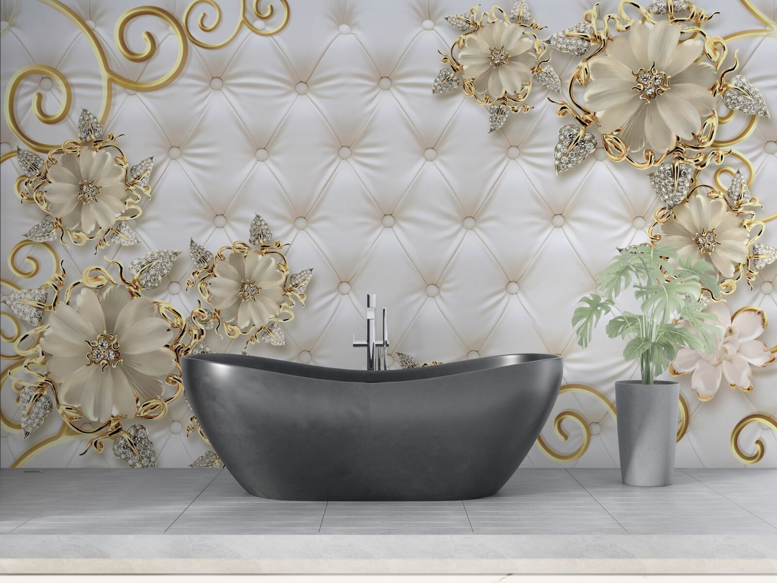 Fotobehang prachtige gouden bloemen