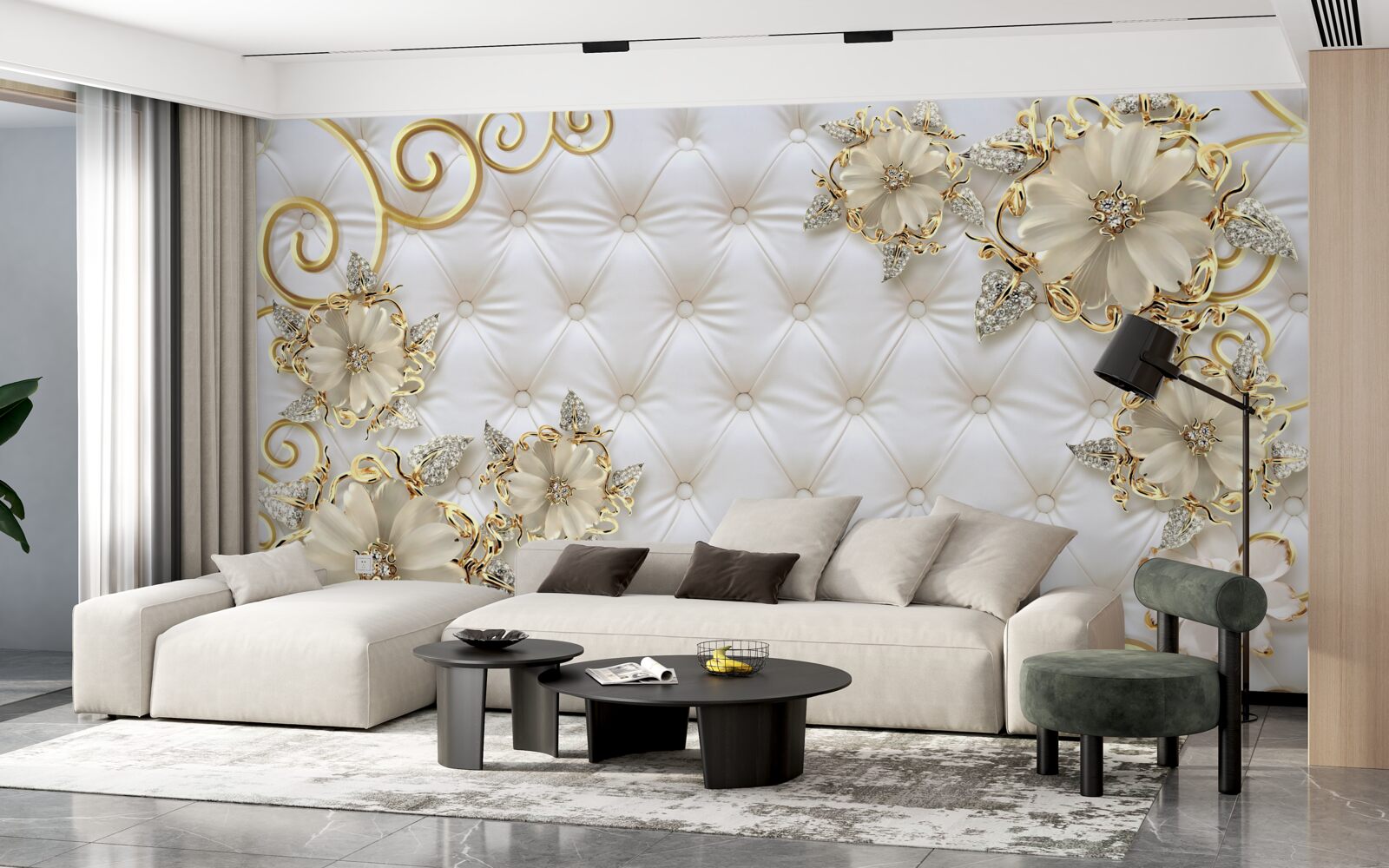 Fotobehang prachtige gouden bloemen