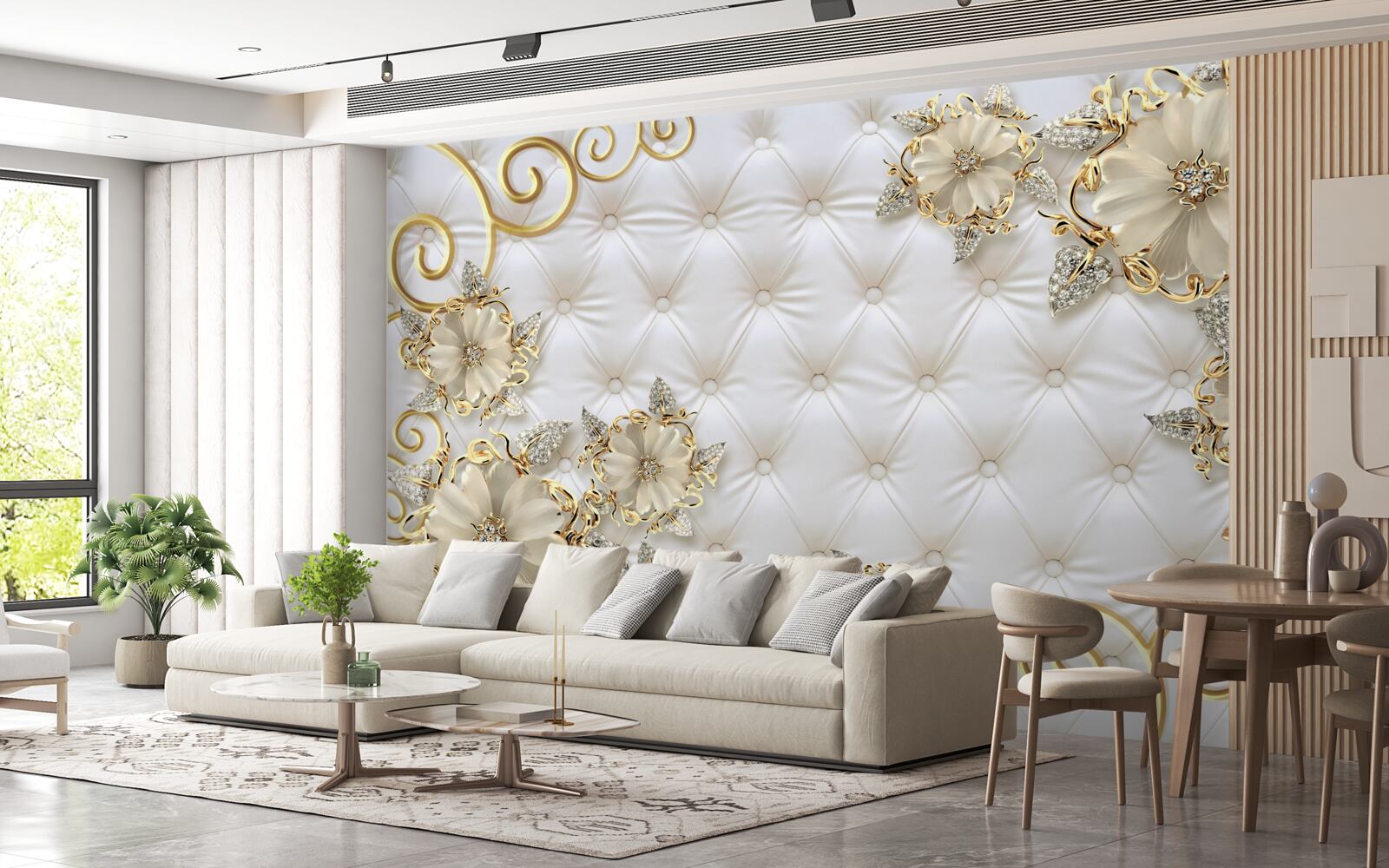 Fotobehang prachtige gouden bloemen