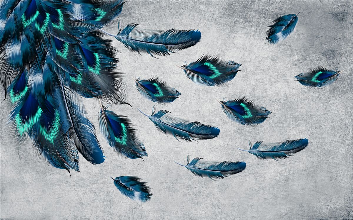 Fotobehang groene pluimen