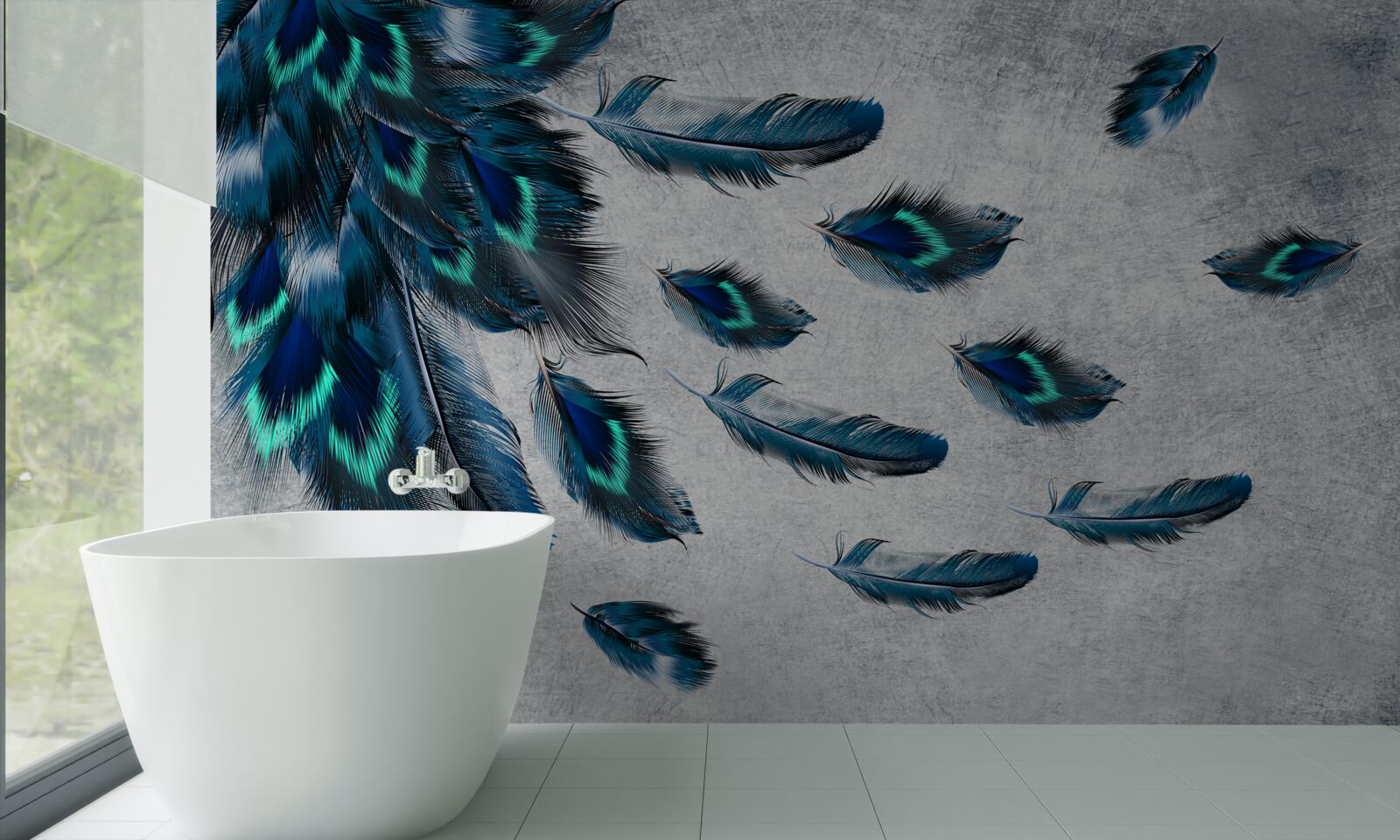 Fotobehang groene pluimen