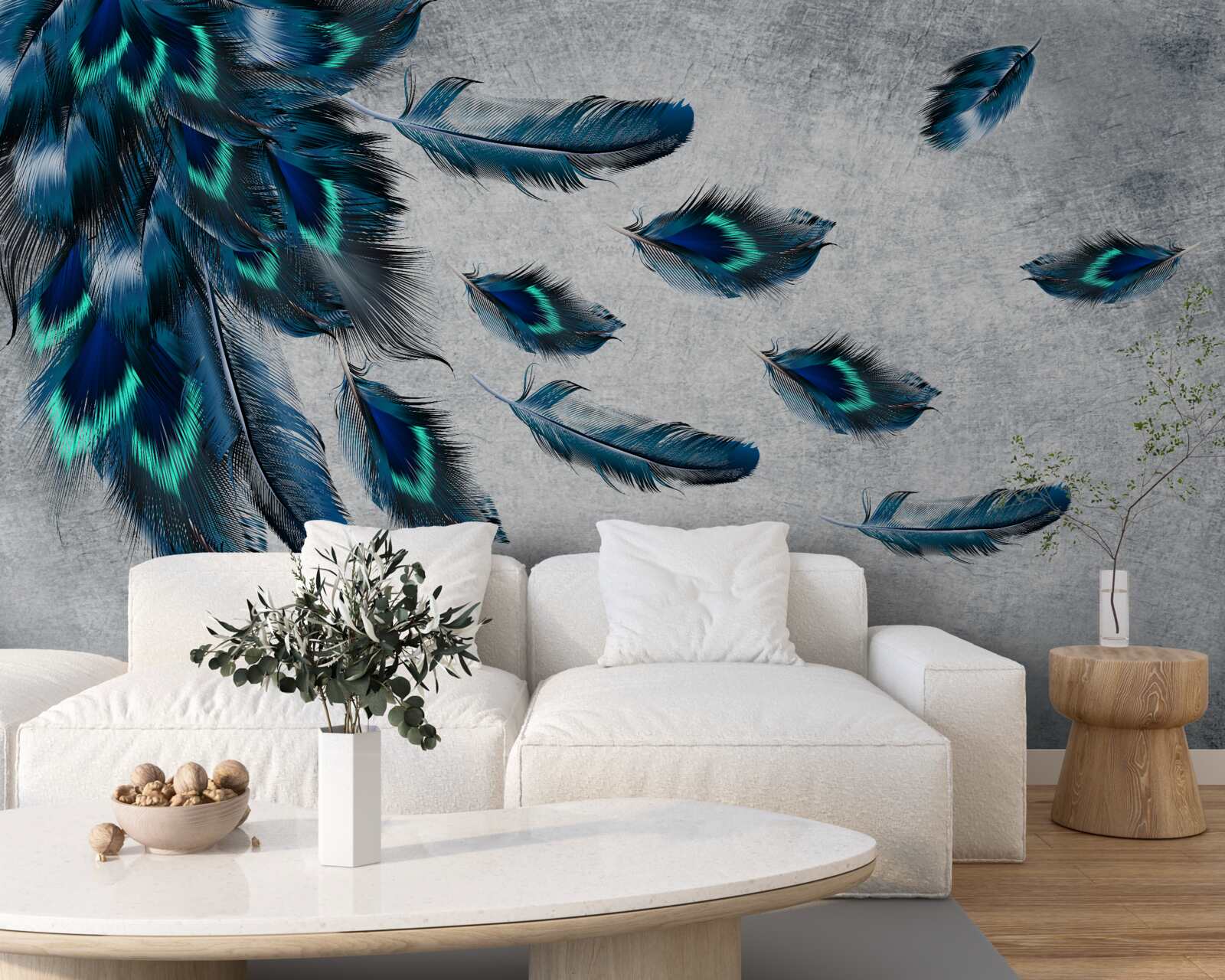 Fotobehang groene pluimen