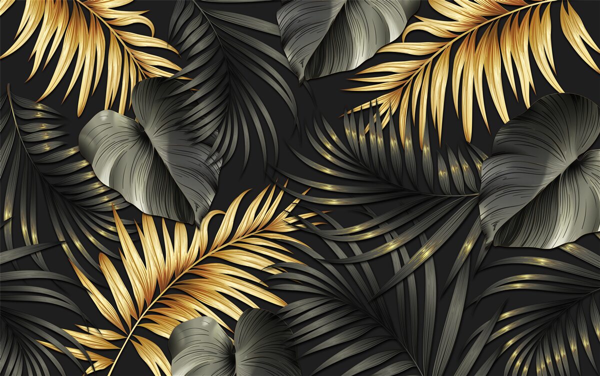 Fotobehang takken bezaaid met groene bladeren