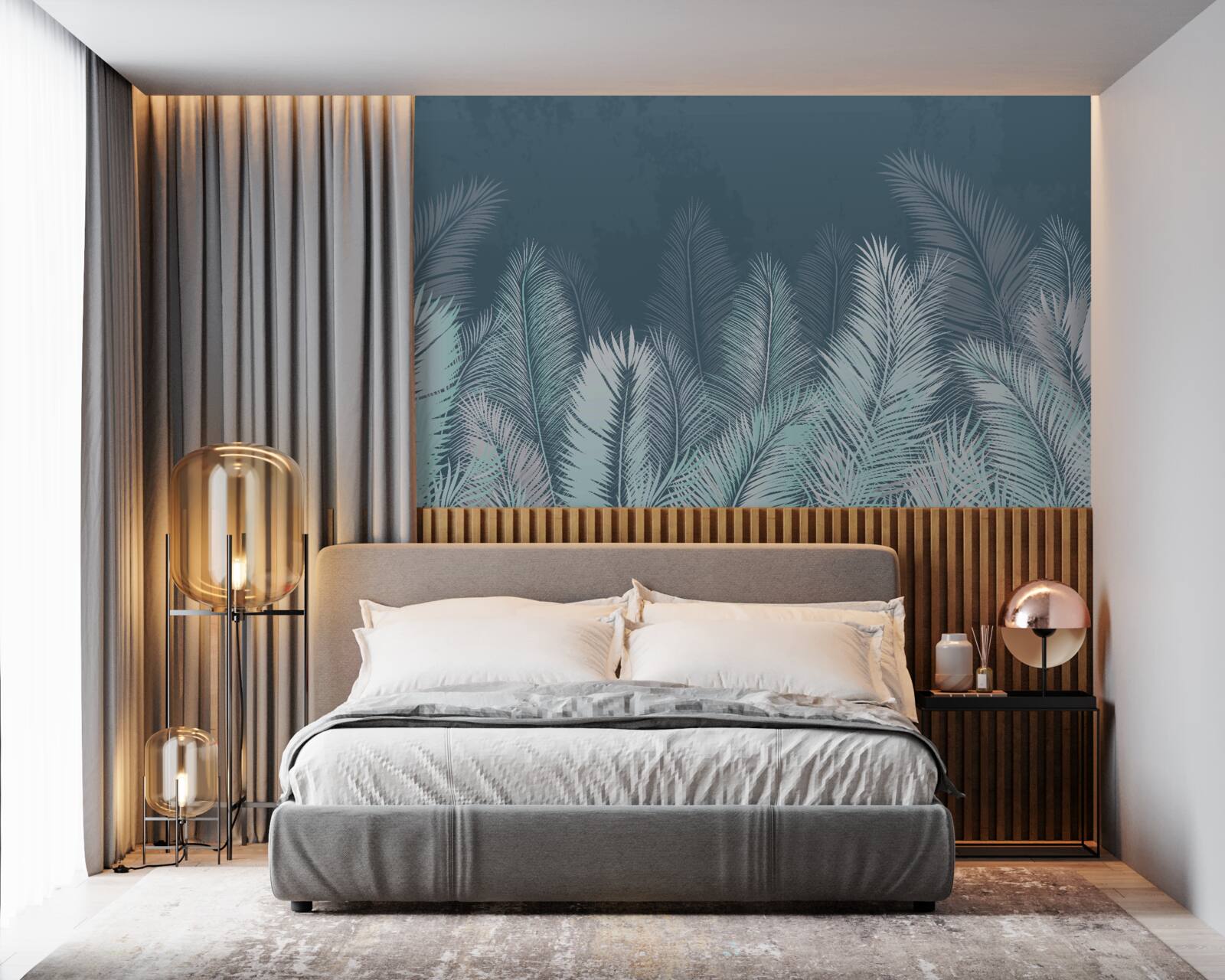 Fotobehang uitgestrekte palmbladeren