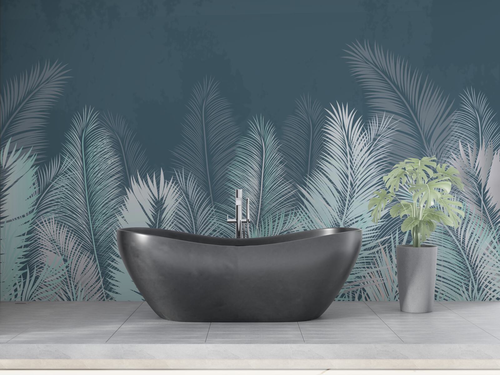 Fotobehang uitgestrekte palmbladeren