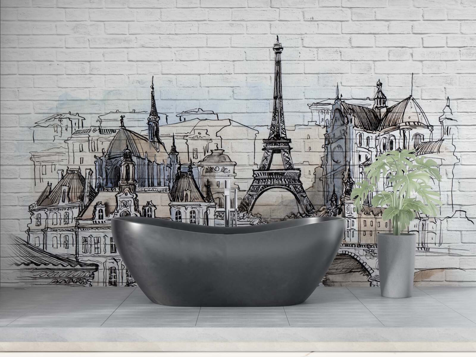 Fotobehang stad van bakstenen