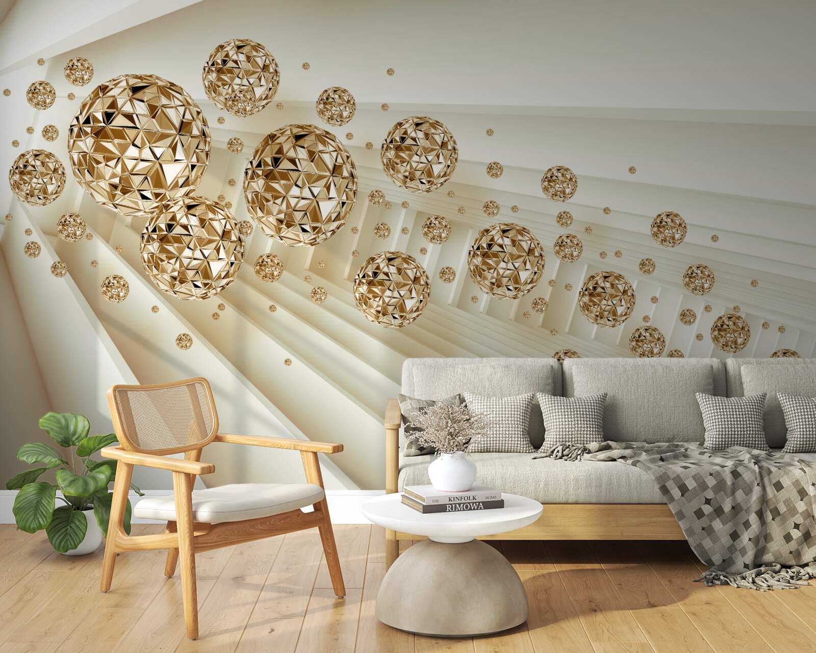 Fotobehang gouden ballen