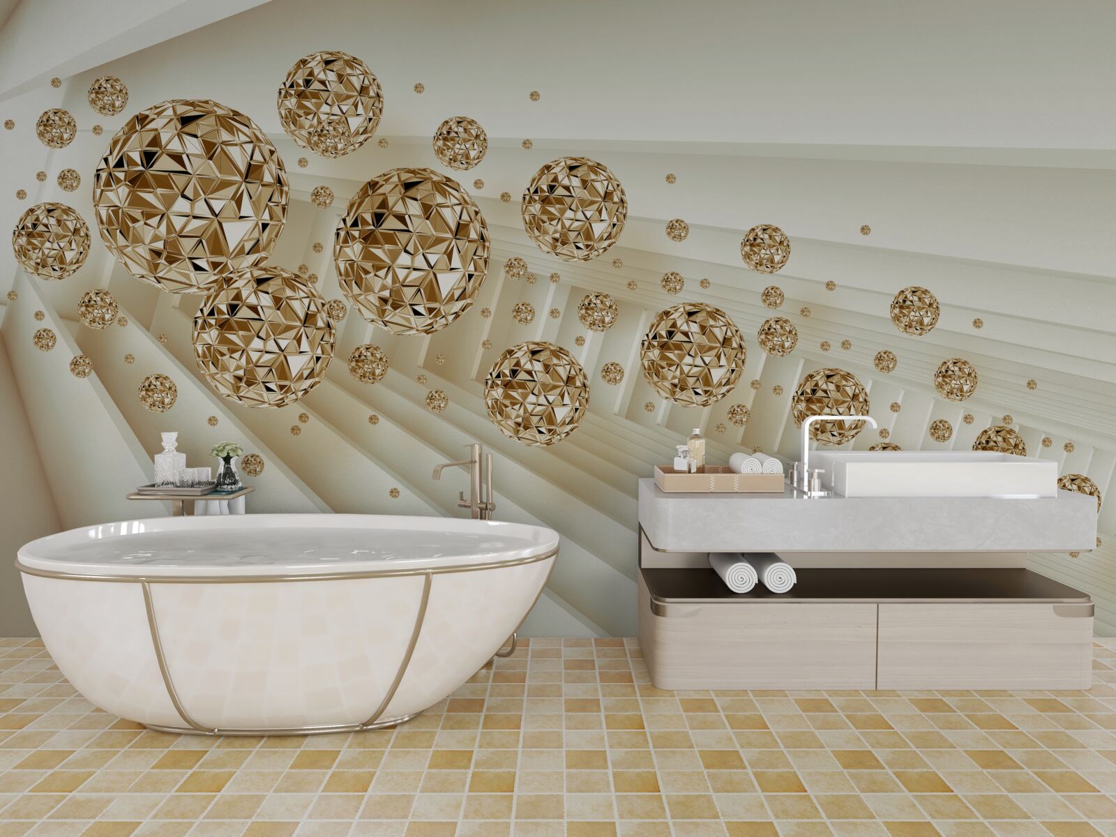 Fotobehang gouden ballen