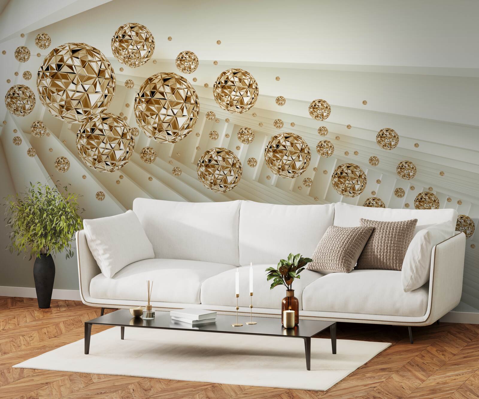 Fotobehang gouden ballen