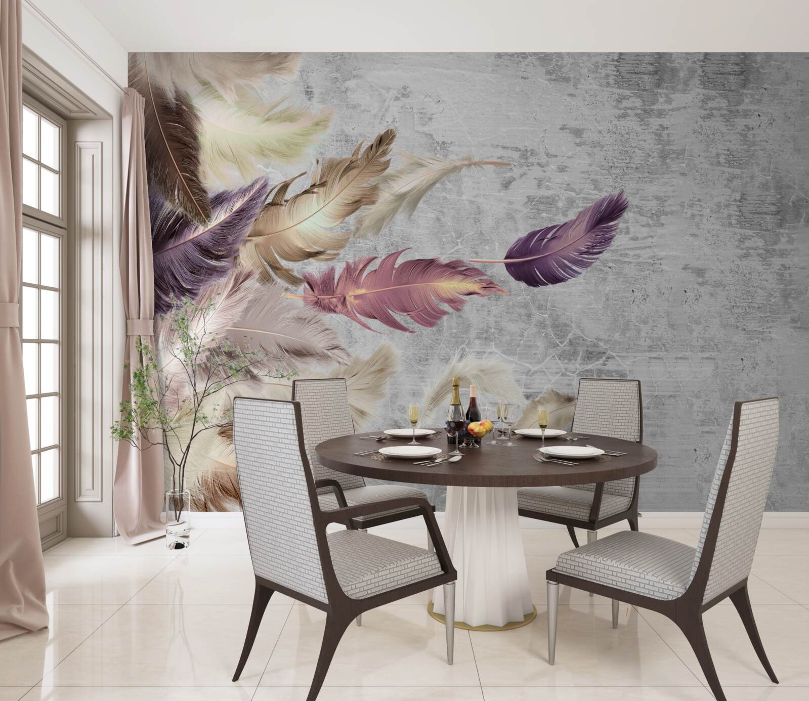 Fotobehang behang met veren