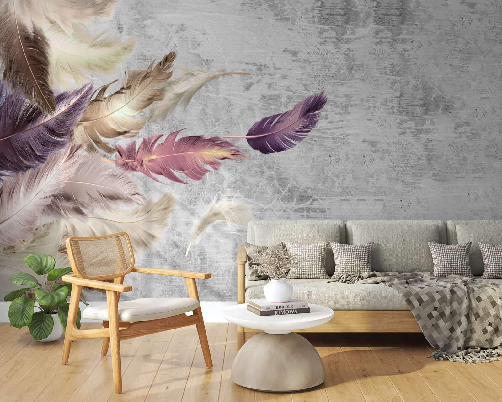 Fotobehang behang met veren