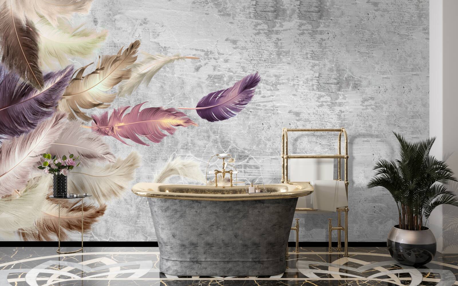 Fotobehang behang met veren