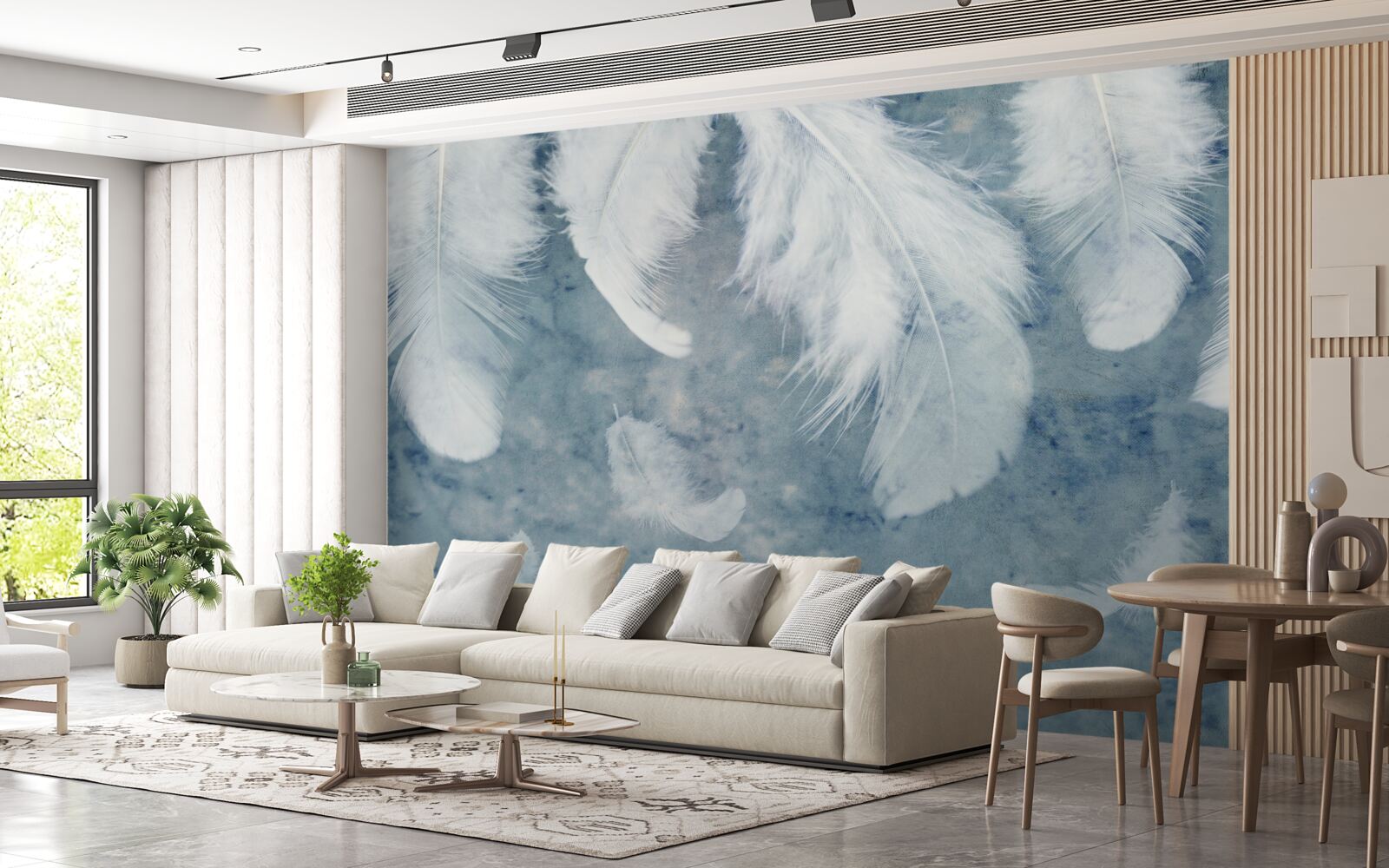 Fotobehang blauwe achtergrond accentueert de pen