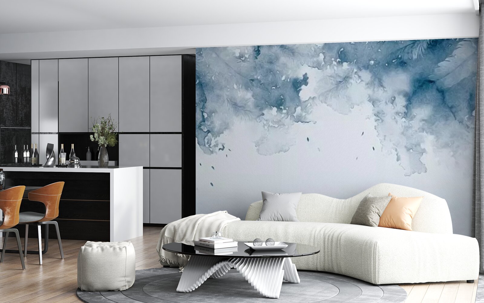 Fotobehang blauwe muur