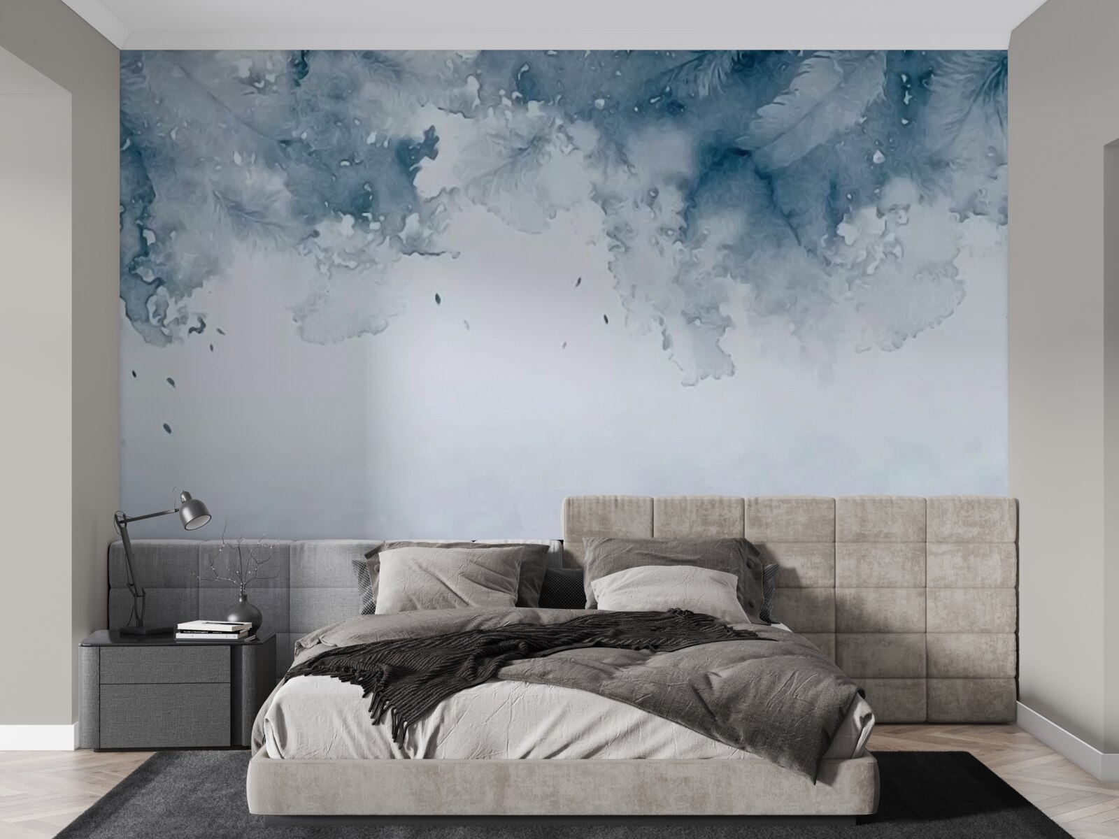 Fotobehang blauwe muur