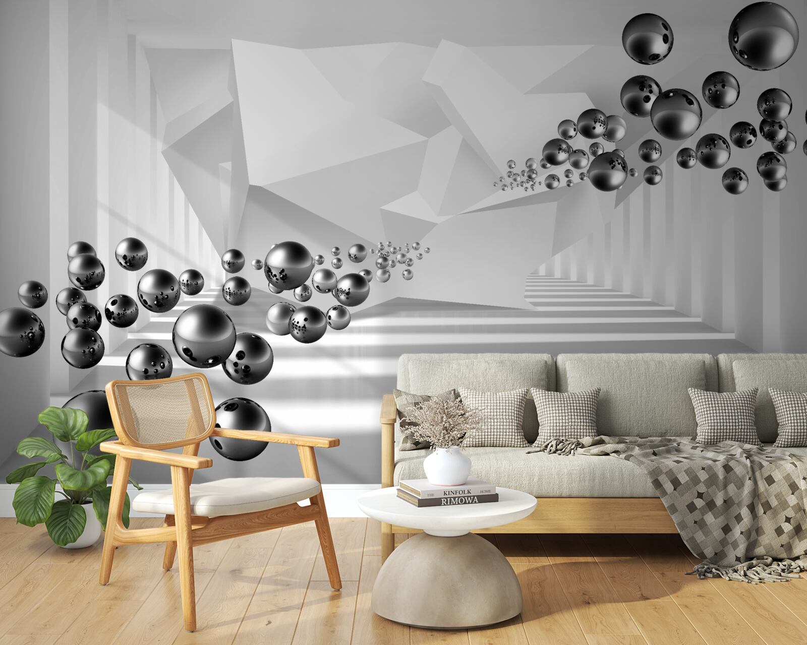 Fotobehang metalen ballen