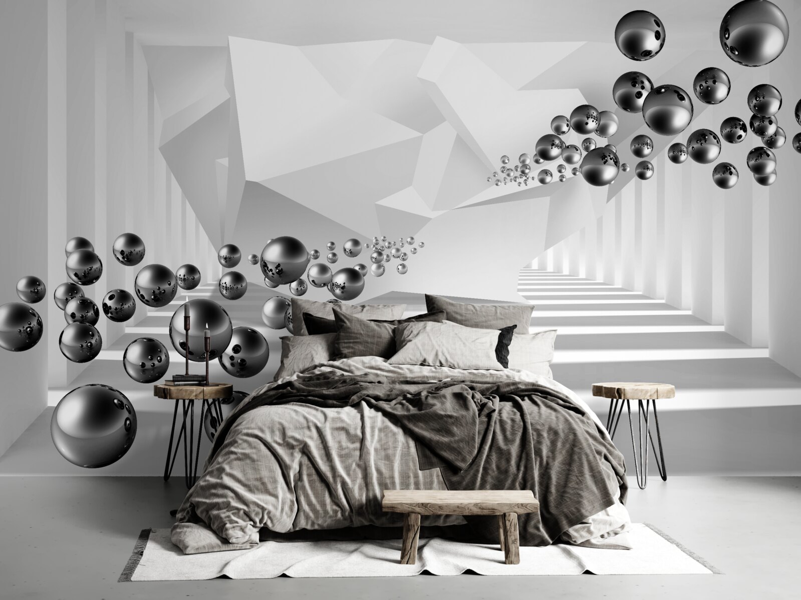 Fotobehang metalen ballen