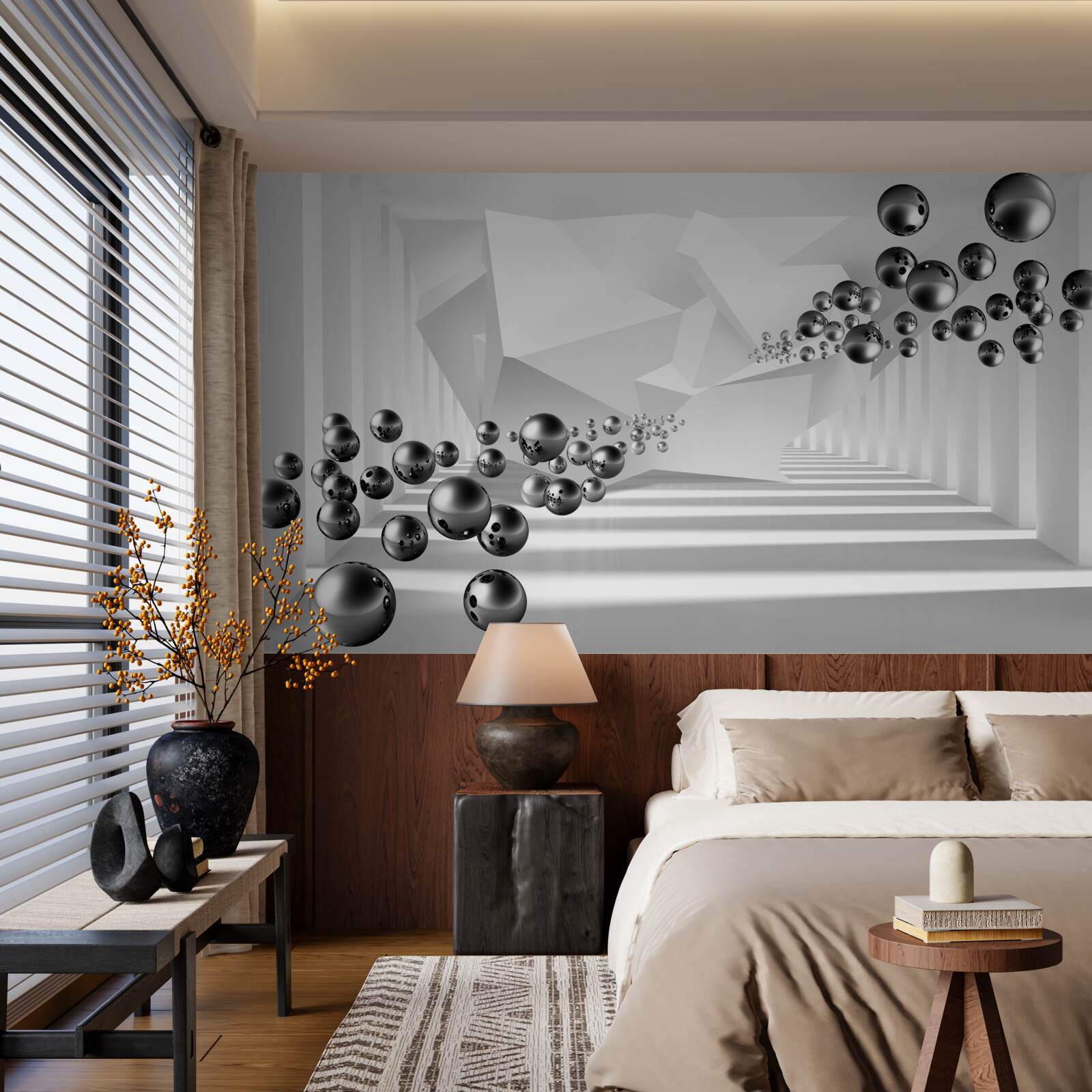 Fotobehang metalen ballen