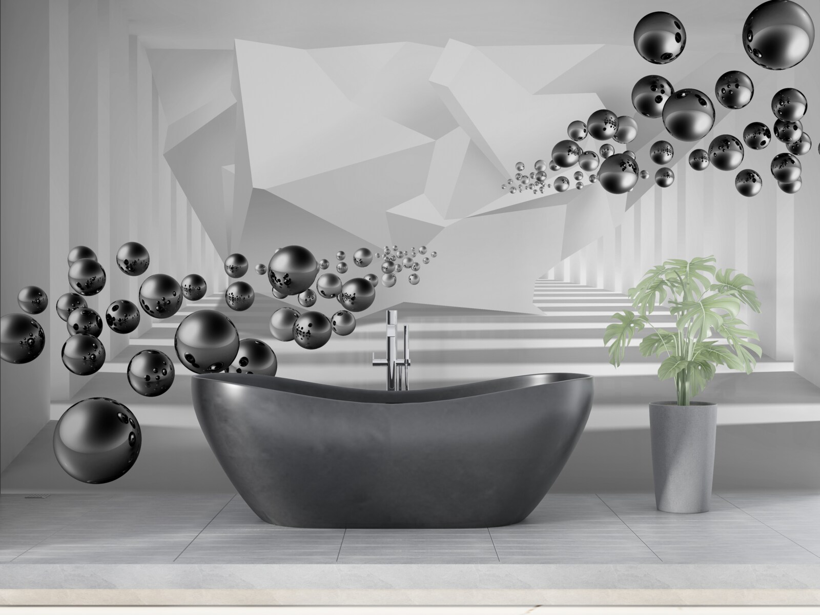 Fotobehang metalen ballen