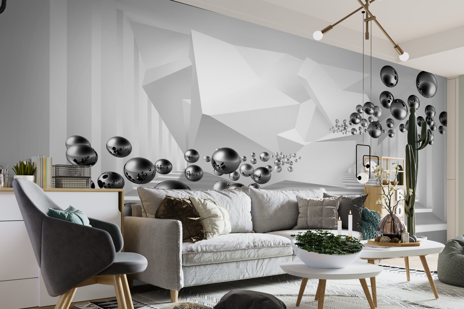 Fotobehang metalen ballen