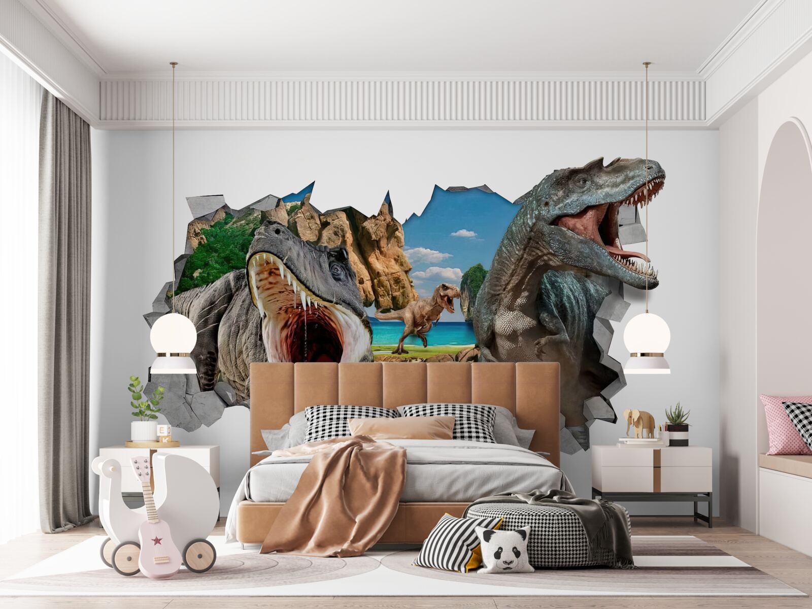 Fotobehang beeldje, dinosaurus en spelletjes