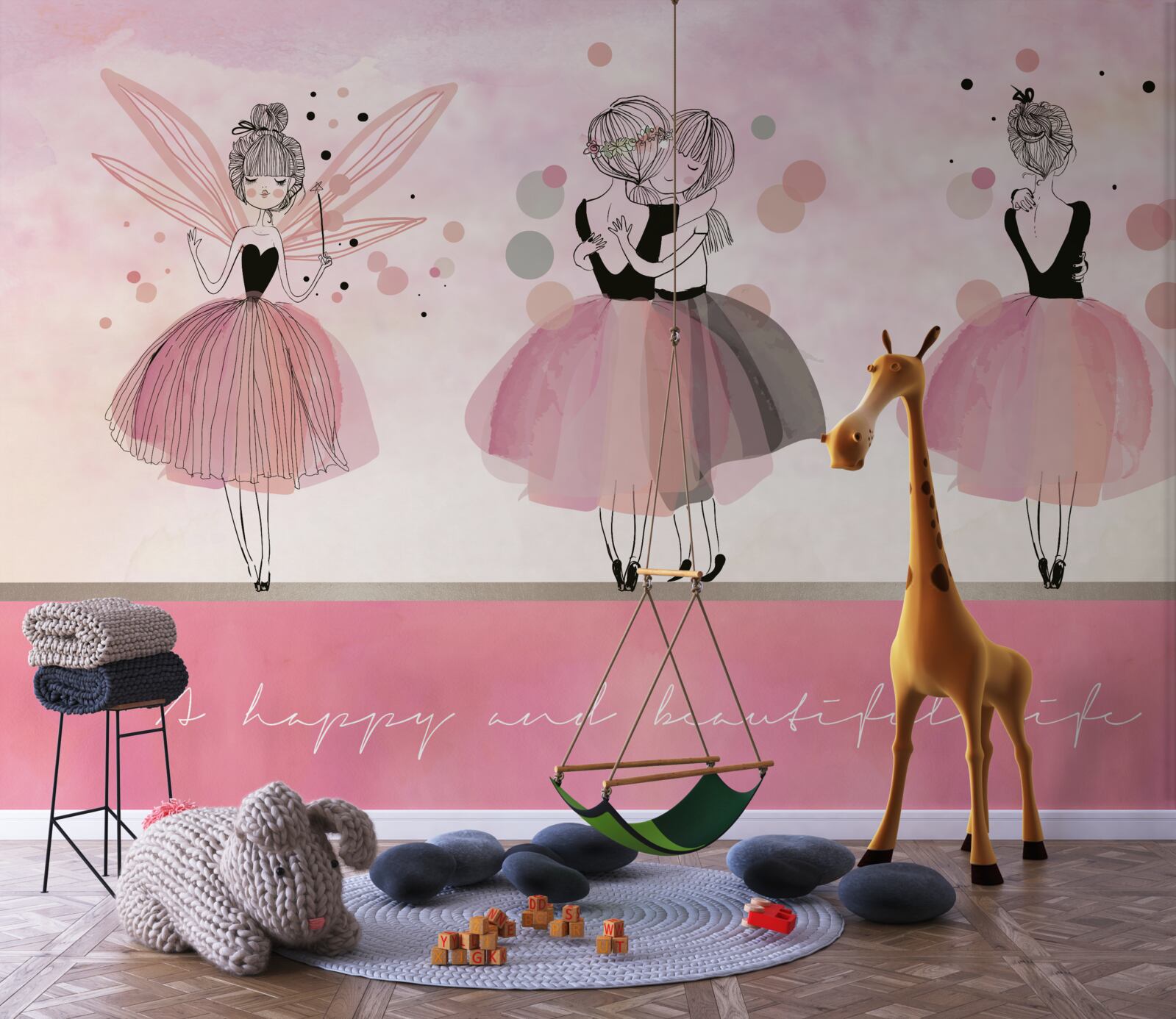 Fotobehang roze jurk en kleding