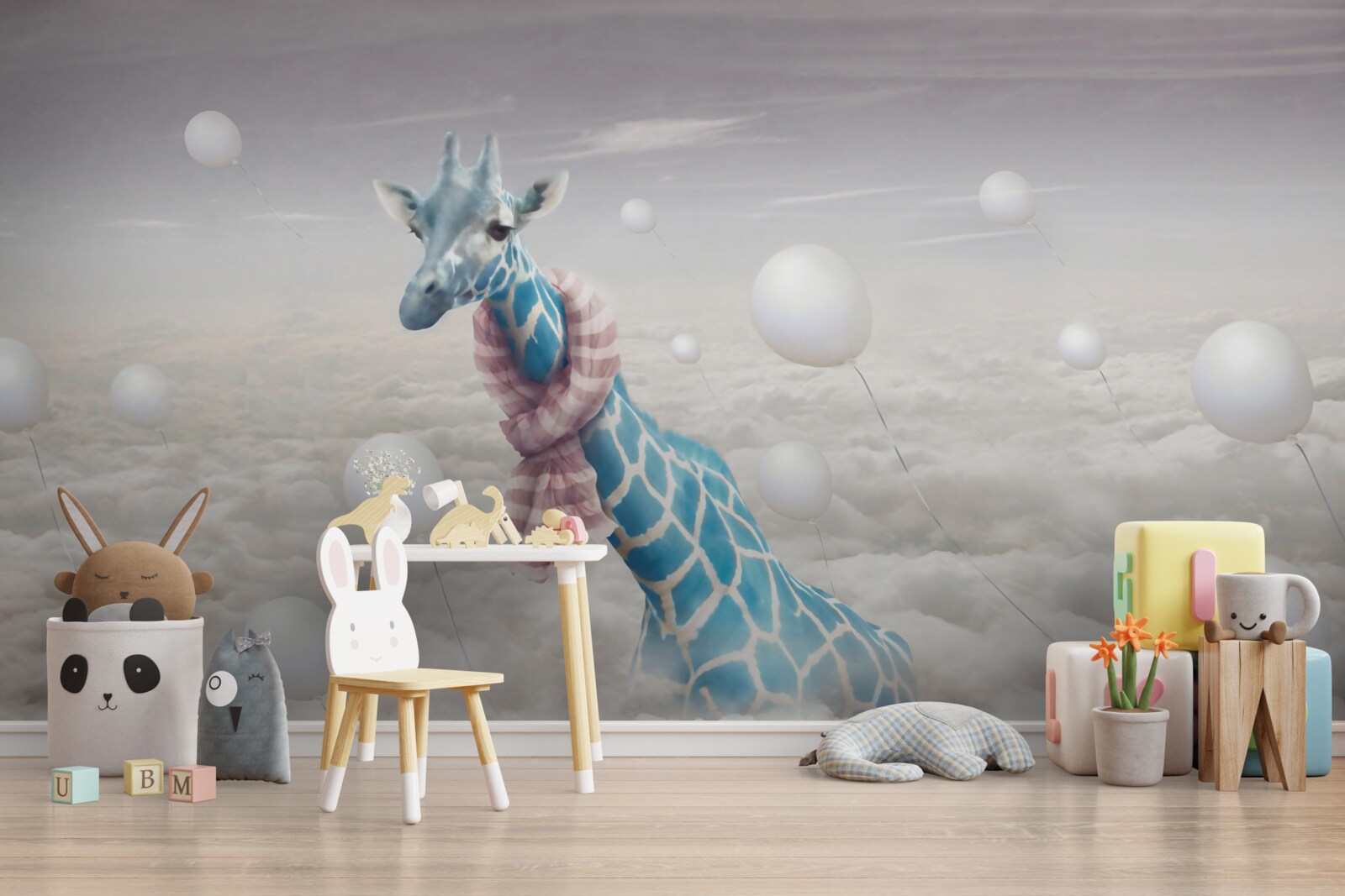 Fotobehang blauwe giraf