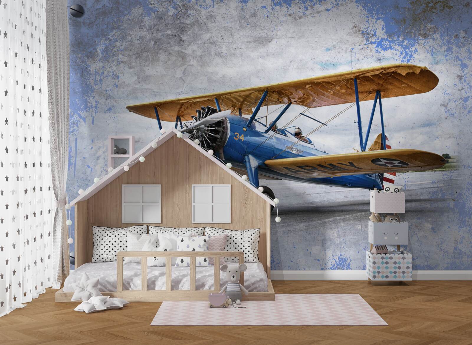 Fotobehang vliegtuig en tweedekker