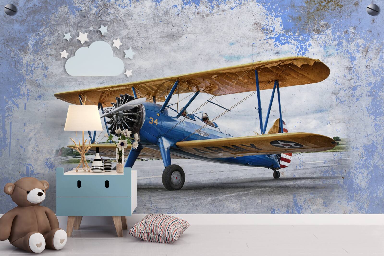 Fotobehang vliegtuig en tweedekker