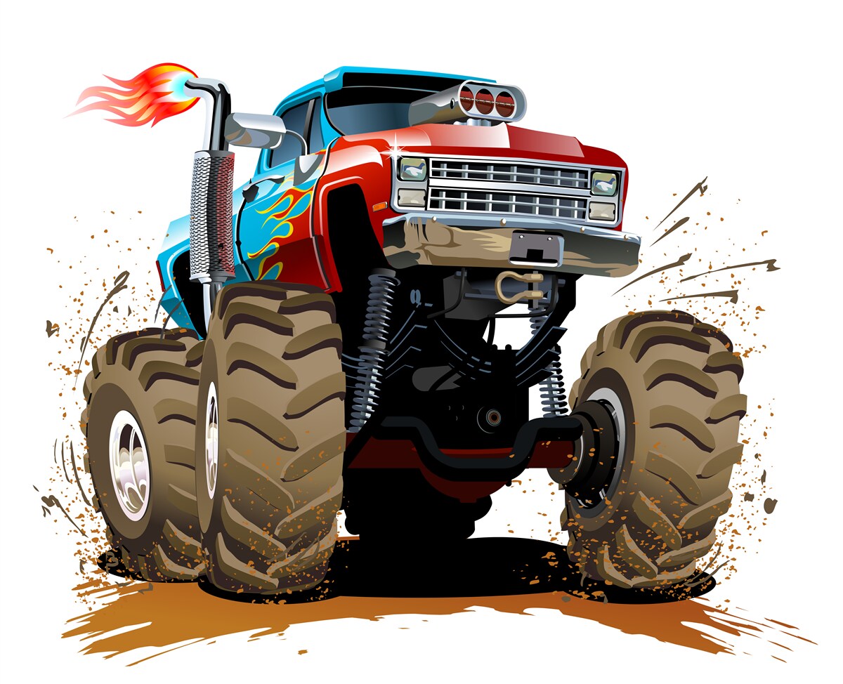 Fotobehang grondverzetvoertuig, reusachtige pick-uptruck en vervoermiddel