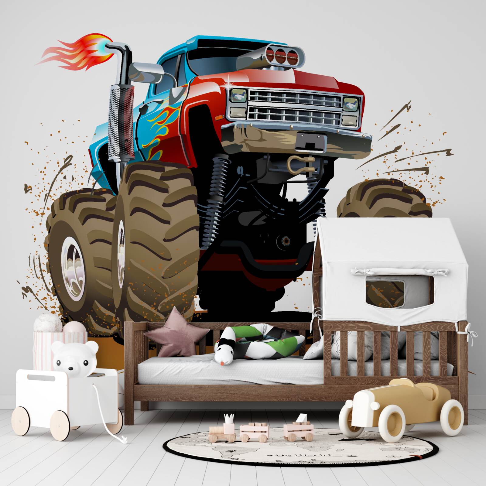 Fotobehang grondverzetvoertuig, reusachtige pick-uptruck en vervoermiddel