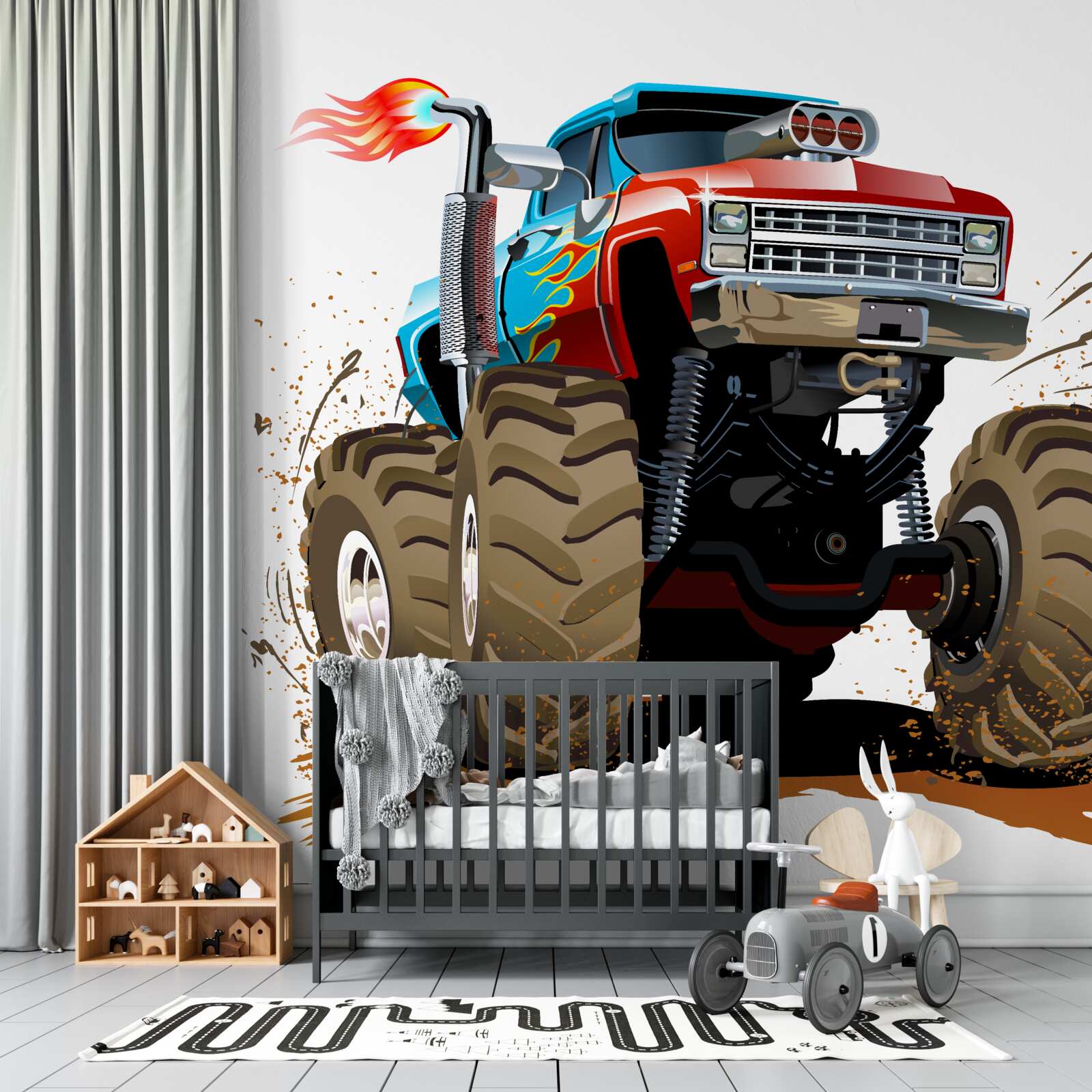 Fotobehang grondverzetvoertuig, reusachtige pick-uptruck en vervoermiddel