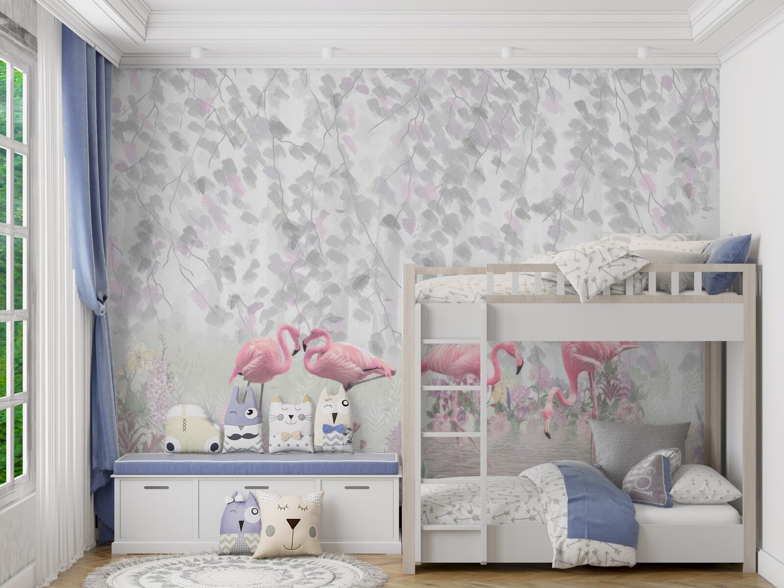 Fotobehang roze flamingo