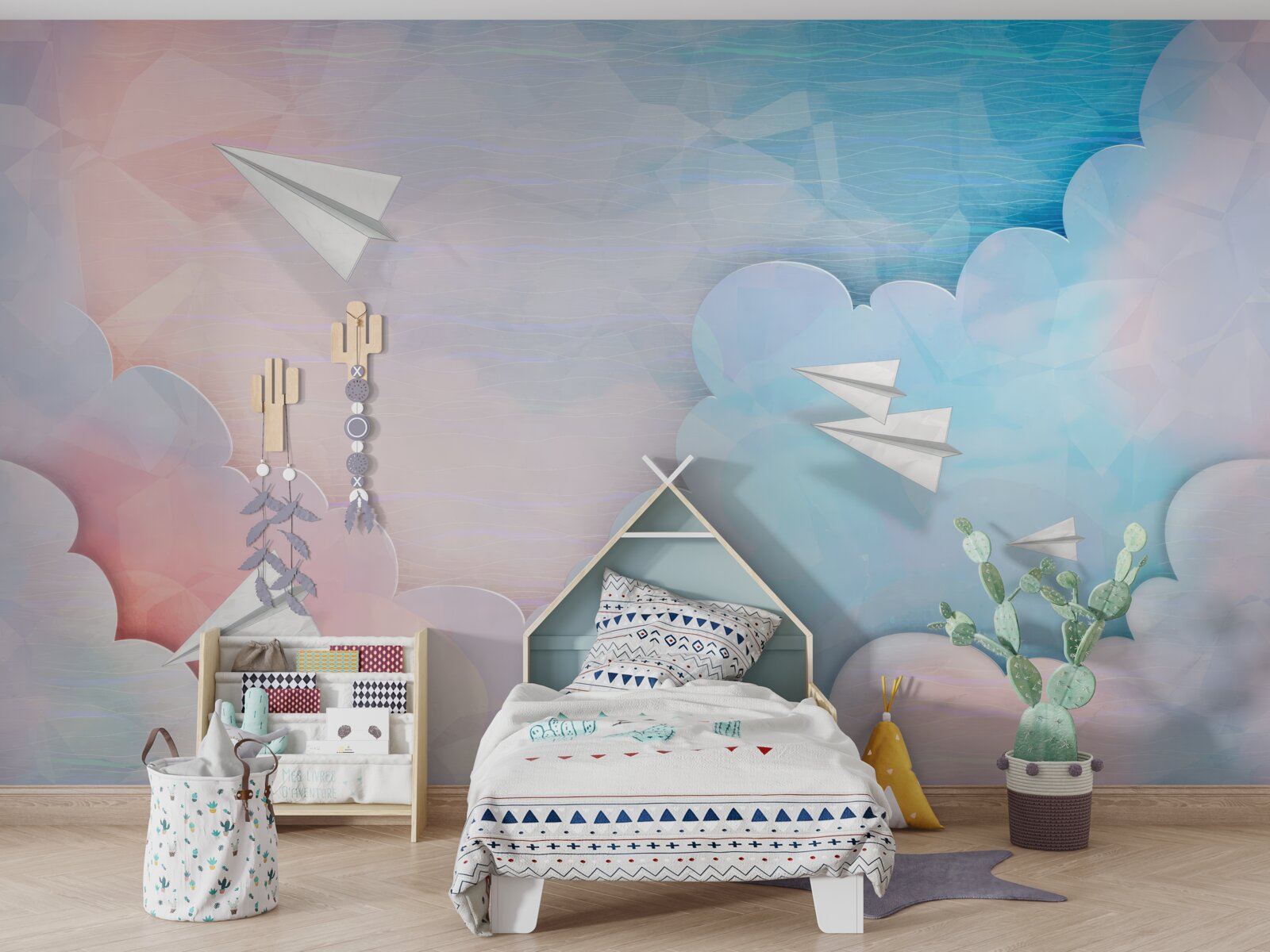 Fotobehang de lucht, de muur en de kleur blauw