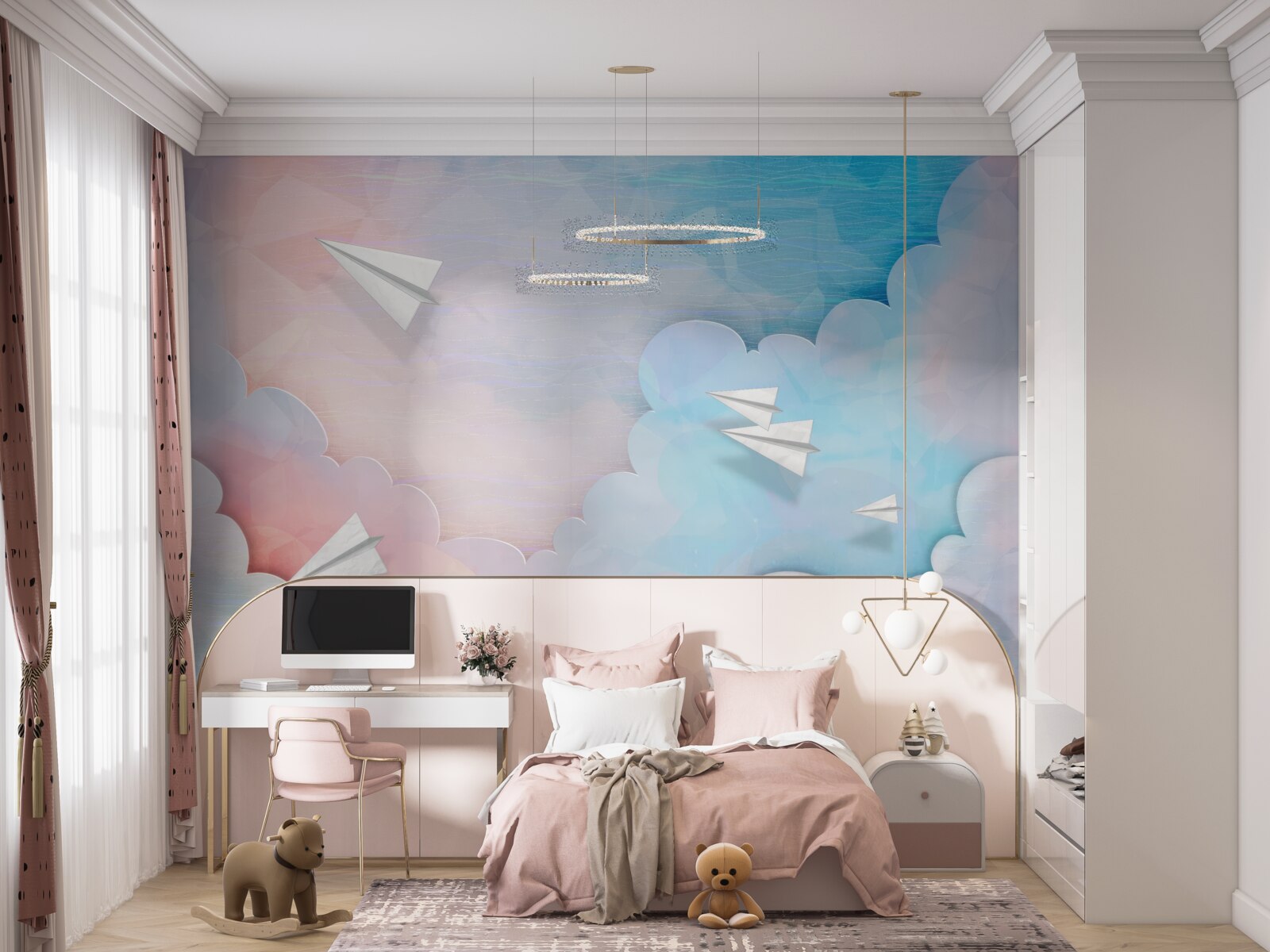 Fotobehang de lucht, de muur en de kleur blauw