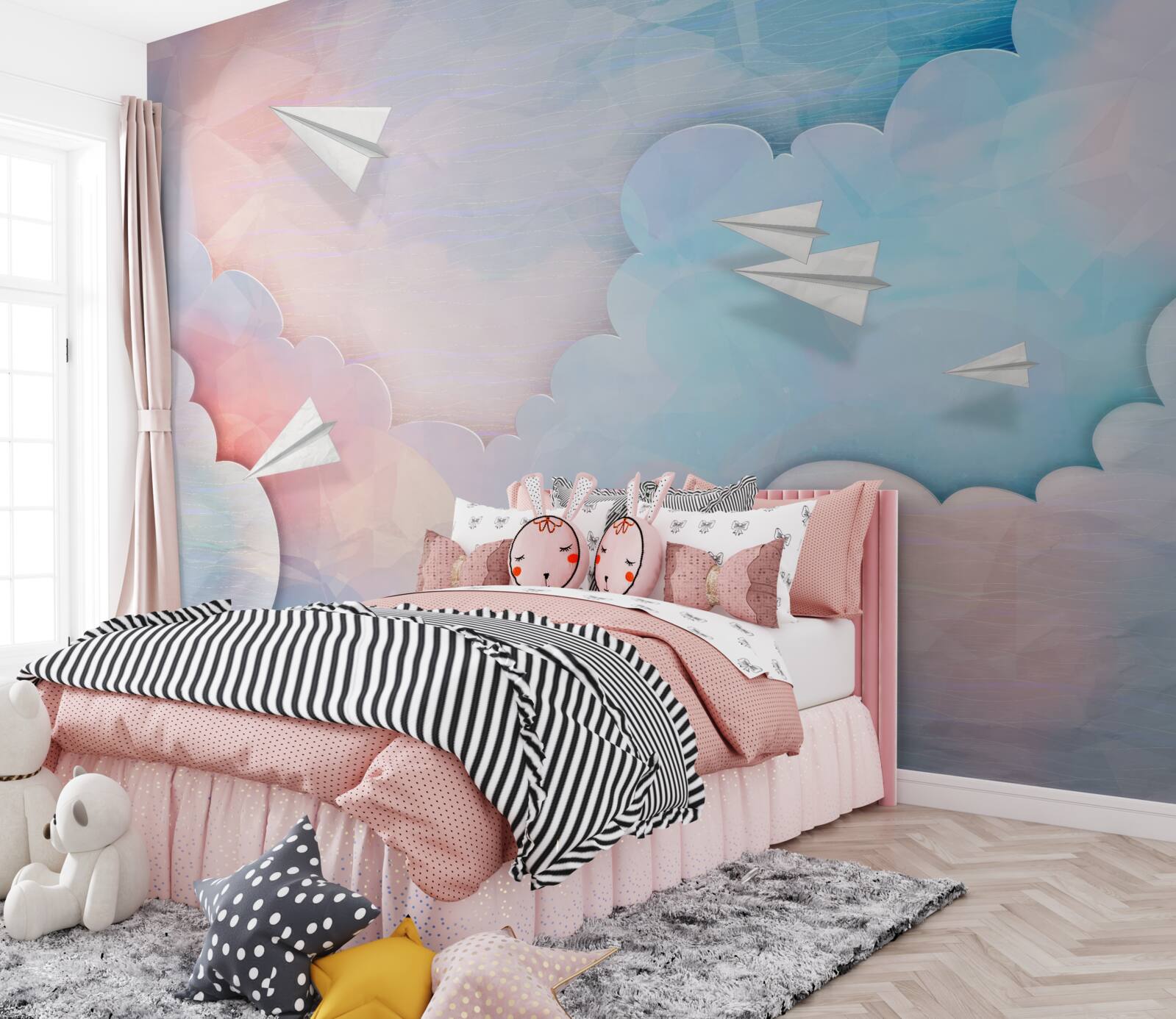 Fotobehang de lucht, de muur en de kleur blauw