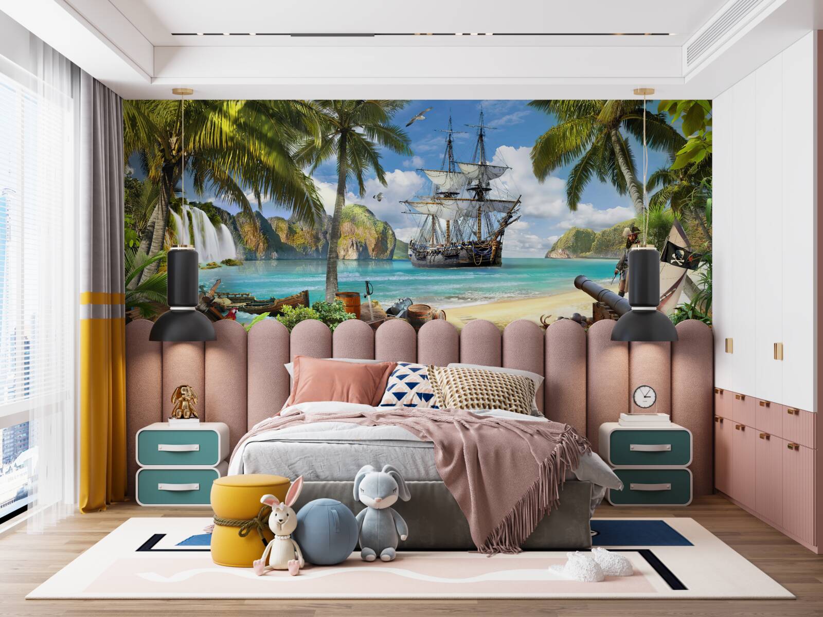 Fotobehang auto, karveel en galjoen