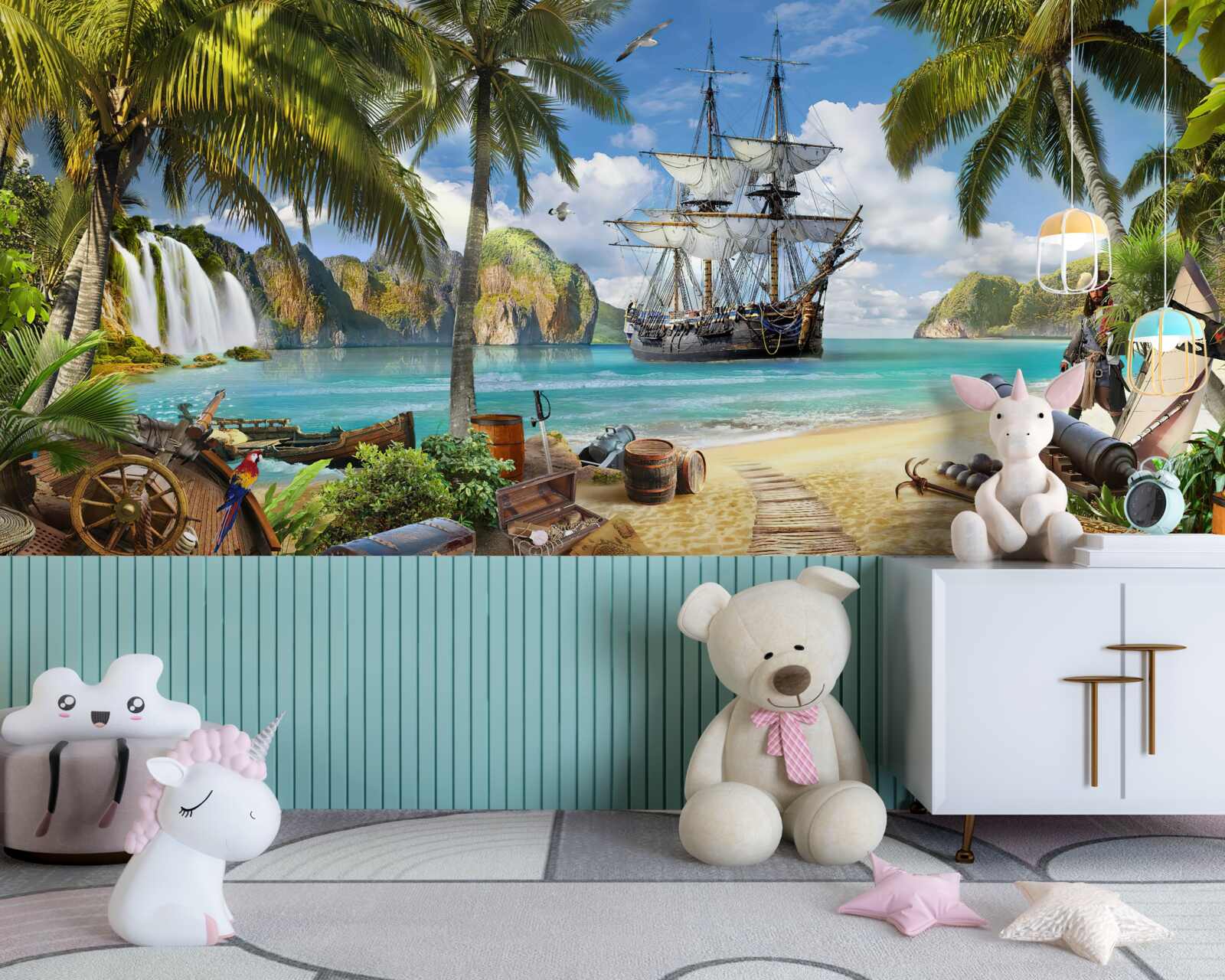 Fotobehang auto, karveel en galjoen