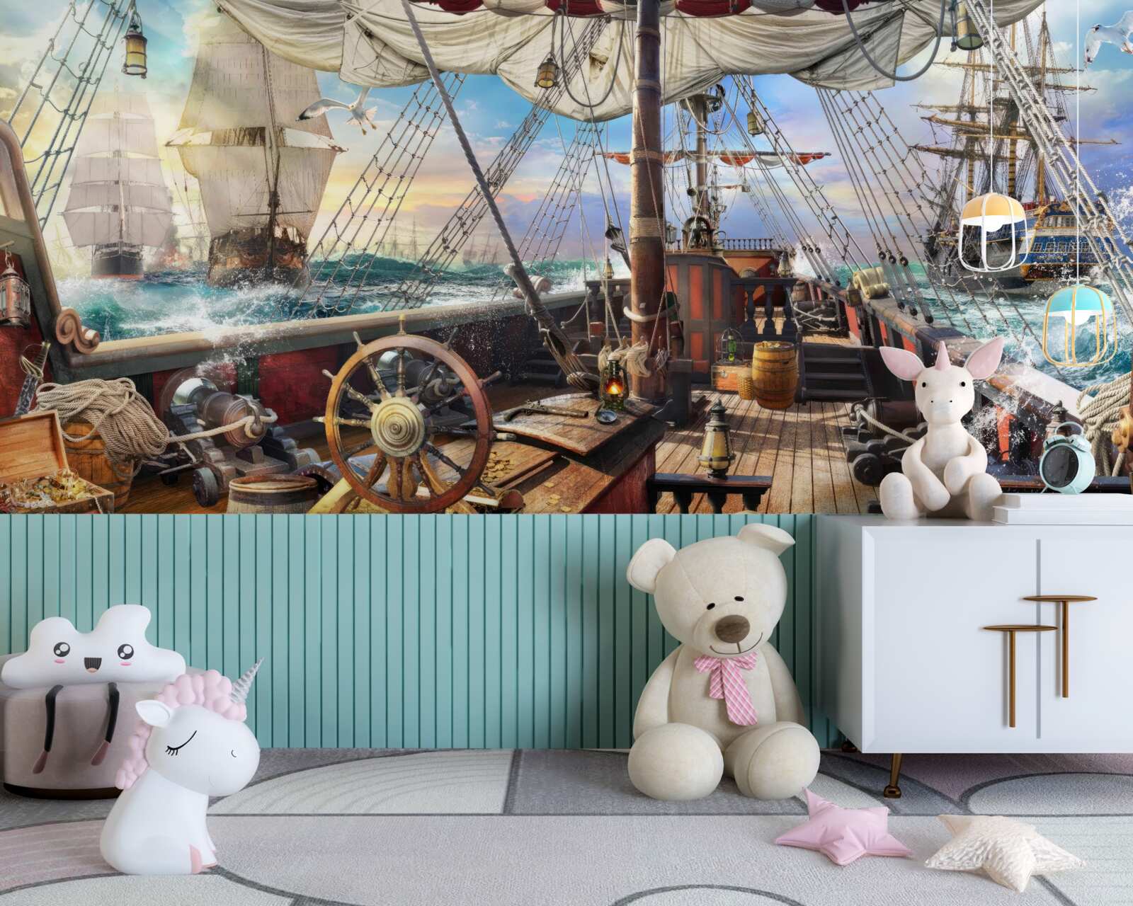 Fotobehang voertuig, schip en jetski