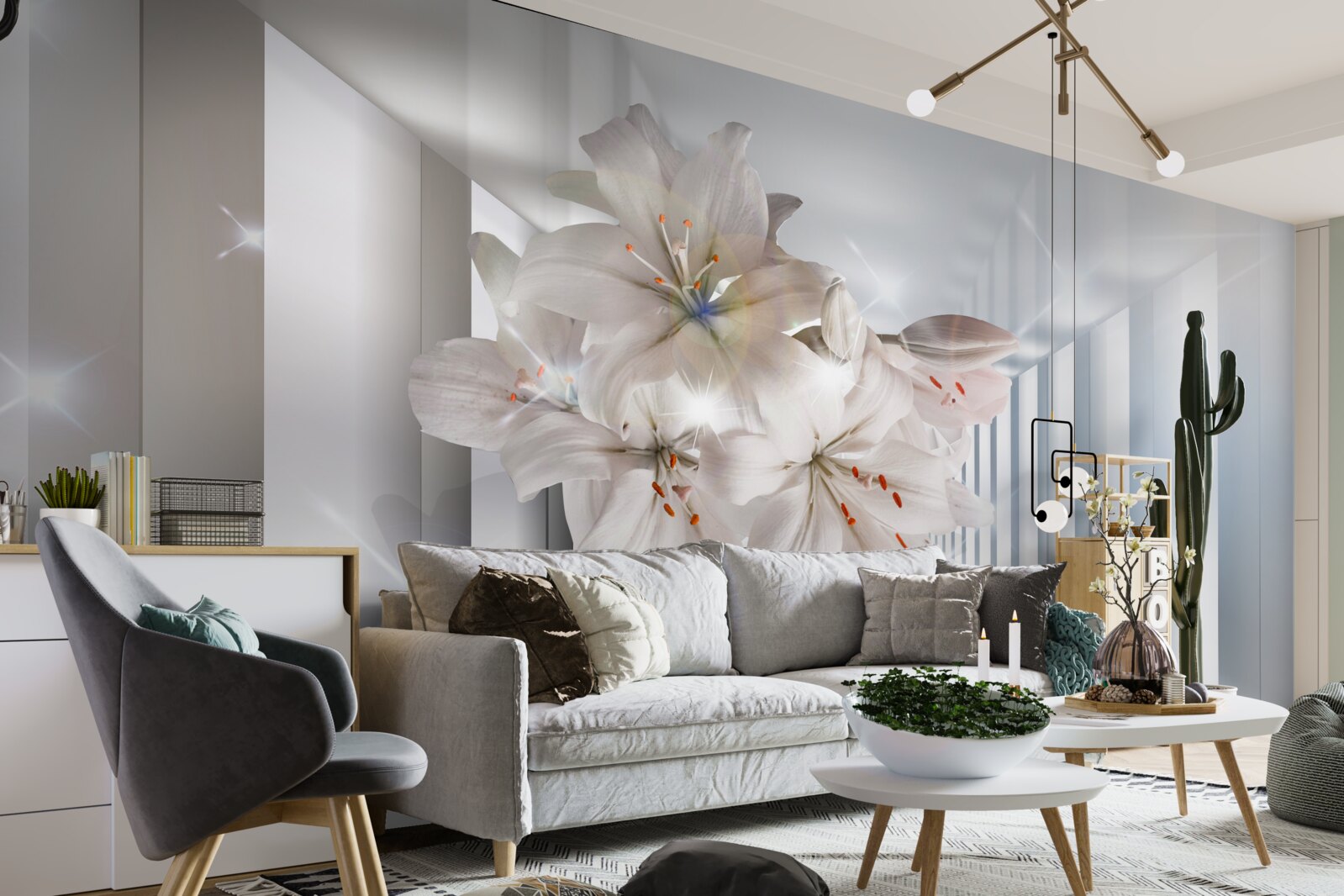 Fotobehang lelies groeien in de gang