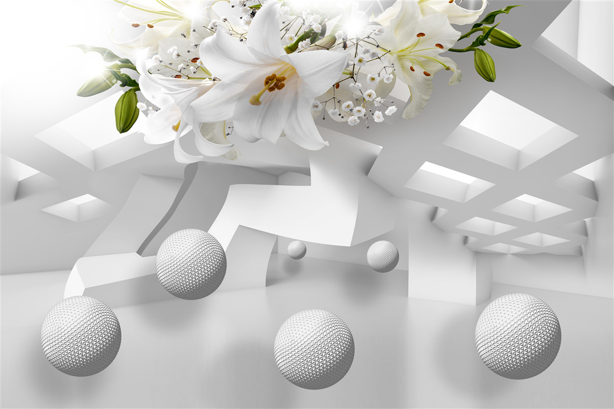 Fotobehang lelie ballonnen in de ruimte