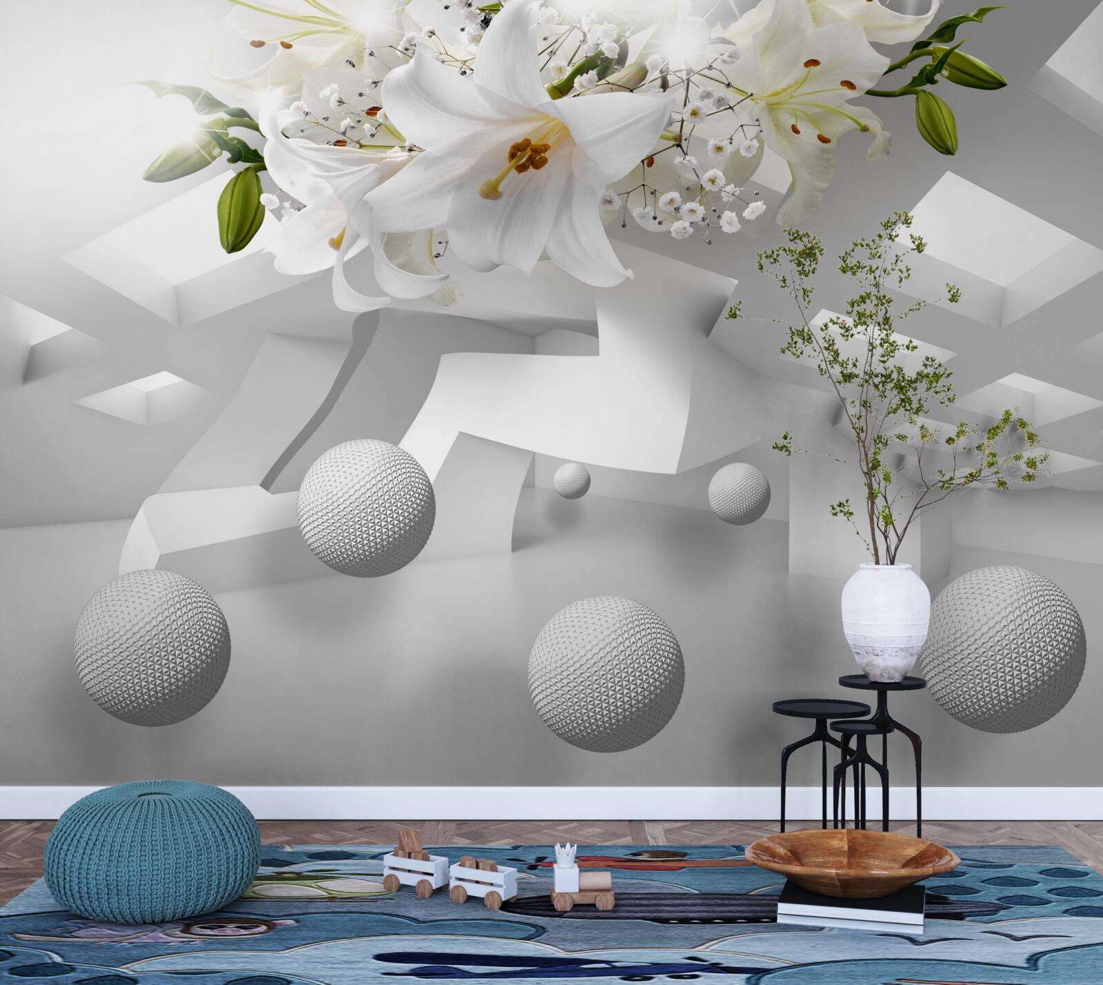 Fotobehang lelie ballonnen in de ruimte