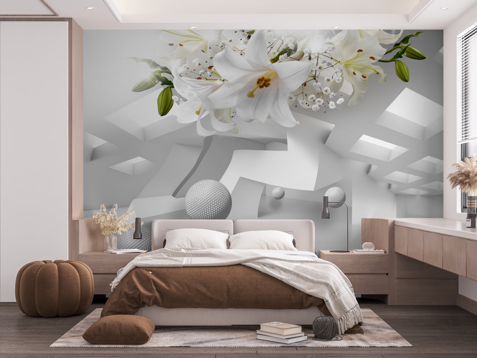 Fotobehang lelie ballonnen in de ruimte