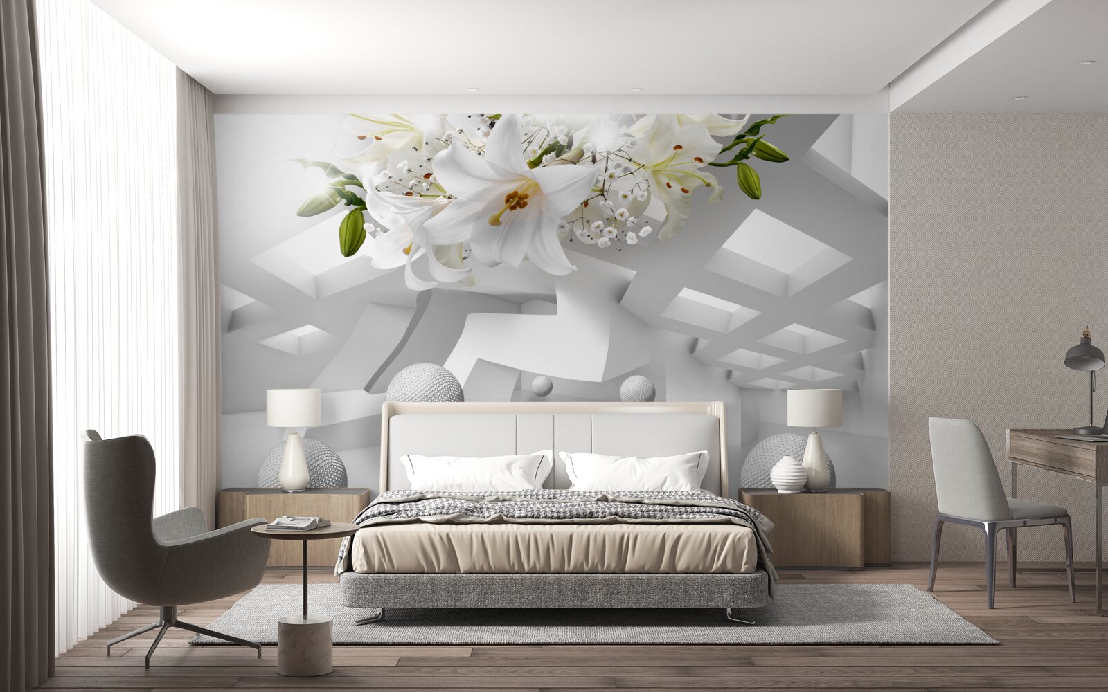 Fotobehang lelie ballonnen in de ruimte