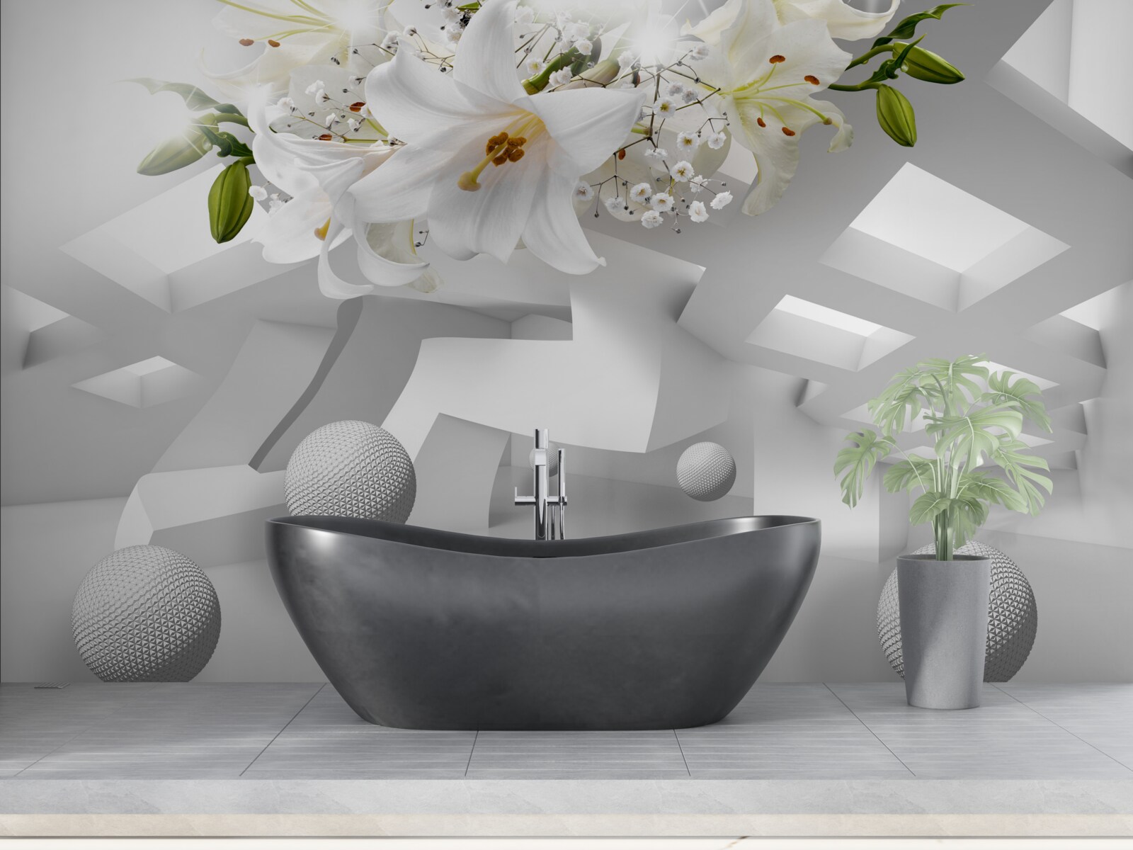 Fotobehang lelie ballonnen in de ruimte